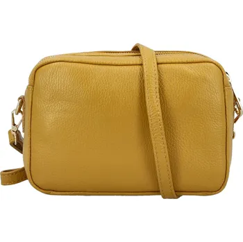 Dámská kožená crossbody kabelka žlutá - Delami Vera Pelle Maevis žlutá