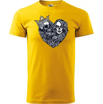 Pánské tričko Sablio Tričko s potiskem Dead Heart - žluté 2XL