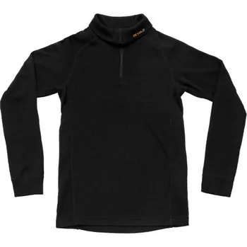Dětské funkční tričko Devold DUO ACTIVE MERINO ZIP NECK JR - černá 140