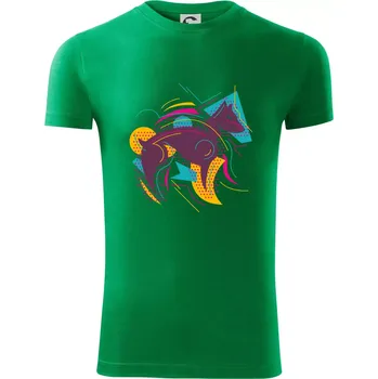 Pes abstrakce hubený - Viper FIT - Pánské zůžené tričko - 3XL ( Středně zelená )