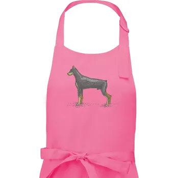 Kuchyňská zástěra Vintage Dobrman - Pánská zástěra na vaření - Univerzální velikost ( Růžová )
