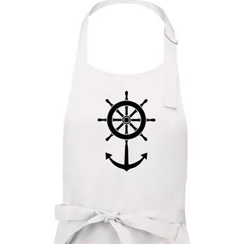 Kuchyňská zástěra Kormidlo úsměv - Pánská zástěra na vaření - Univerzální velikost ( Bílá )