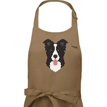 Kuchyňská zástěra Border kolie Pixel - Dámská zástěra na vaření - Univerzální velikost ( Cappuccino )