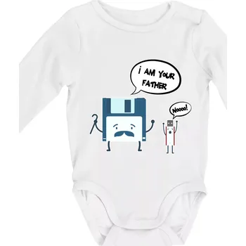 Kojenecké oblečení I am your father USB - Body kojenecké s dlouhým rukávem - Dlouhý r. do 3 měs ( Bílá )