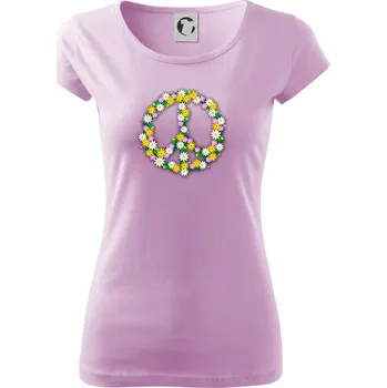 Dámské tričko Peace symbol kopretiny - Dámské triko Pure - XS ( Orchid )