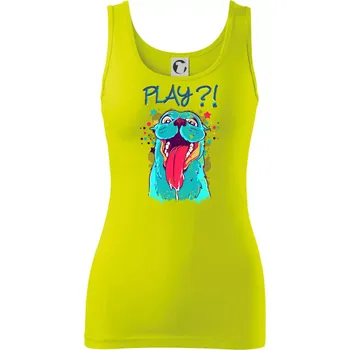 Dámské tričko Pes - Play?! - Dámské tílko - XL ( Limetková )