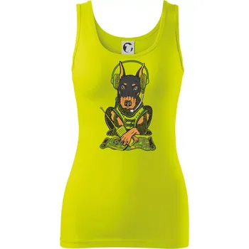 Bojový dobrman (Pecka design) - Dámské tílko - S ( Limetková )