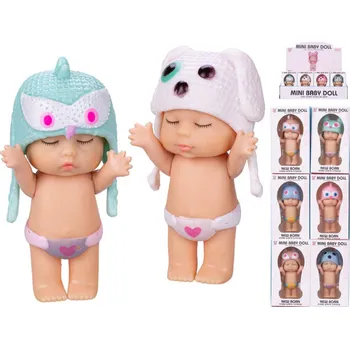 _Ostatní 1_ Panenka miminko 8cm batole s čepicí zvířátko 12 druhů v krabičce 41192