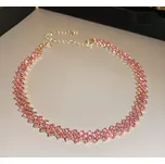 B-TOP Módní pozlacený choker náhrdelník s krystaly - růžový