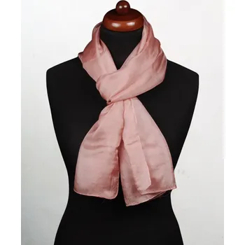 Šála Hedvábná šála jednobarevná béžovorůžová