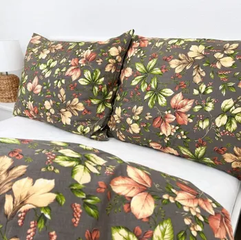 Povlak na polštářek Krepový povlak na polštář - Podzim šedohnědý Zapínání: zip, Velikost polštáře: 40x40