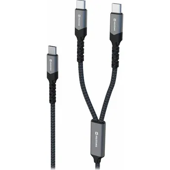 Datový kabel Swissten nabíjecí kabel 2v1 100w USB-C / 2x USB-C 1,5 m černý