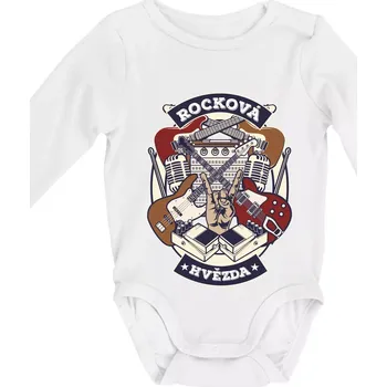 Kojenecký body Rocková hvězda - Body kojenecké s dlouhým rukávem - Dlouhý r. do 3 měs ( Bílá )