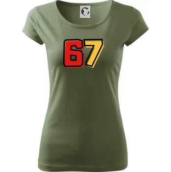 Dámské tričko 67 - čísla - Dámské triko Pure - S ( Khaki )