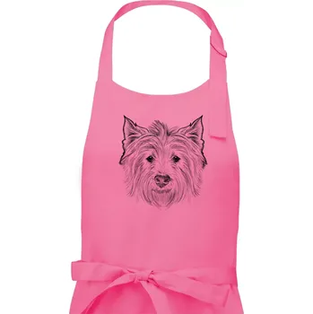 Kuchyňská zástěra Teriér kresba - Dámská zástěra na vaření - Univerzální velikost ( Růžová )