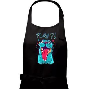 Kuchyňská zástěra Pes - Play?! - Dámská zástěra na vaření - Univerzální velikost ( Černá )