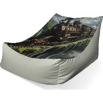 Sedací pytel Sablio Sedací vak Lounge Parní lokomotiva na viaduktu - 80 x 95 x 50 cm