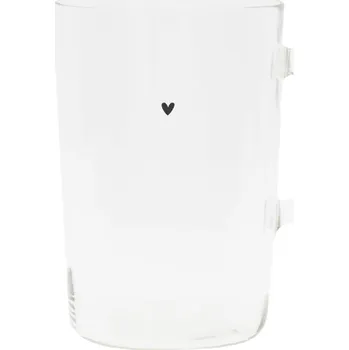 Bastion Collections Vysoký skleněný hrnek Black Heart 400 ml
