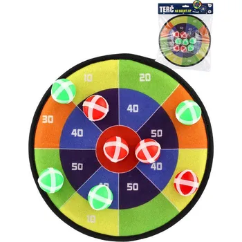 Terč na sportovní střelbu _Ostatní 1_ Terč závěsný na suchý zip 27cm set s 8 soft míčky oboustranný v sáčku 00850973