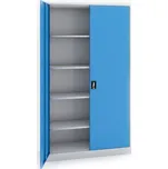 Kovona Dílenská policová skříň na nářadí KOVONA JUMBO, 4 police, svařovaná, 1200 x 500 x 1950 mm, šedá / modrá