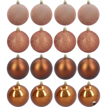 Vánoční dekorace Velké vánoční vánoční baňky 8 cm 16 Ks hnědé nerozbitné matné třpytivé lesklé sametové