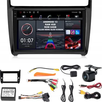 Autorádio AUTORÁDIO ANDROID 13 VW POLO 5 V (2008-2020) CARPLAY ANDROID AUTO BT DSP 4GB/64GB