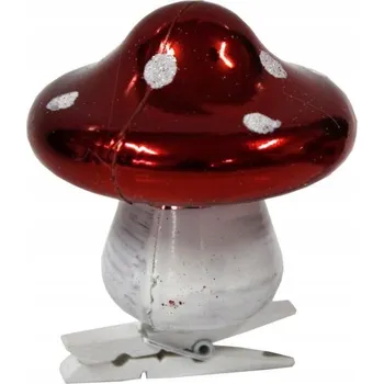 Vánoční dekorace Sada 6 baněk - houbičky 7 cm růžovo-zlaté