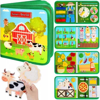 Dřevěná hračka SENZORICKÁ MANIPULAČNÍ TABULE MONTESSORI KNIHA HRAČKA VZDĚLÁVACÍ