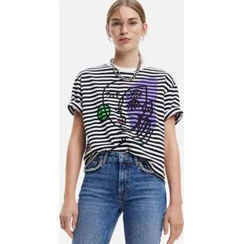 Dámské tričko Bílo-černé dámské pruhované tričko Desigual Ros - Dámské DESIGUAL černá | bílá 2273001