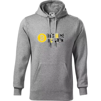 Pánská mikina It's time to plan bitcoin - Mikina pánská Cape s kapucí - 3XL ( Tmavě šedý melír )