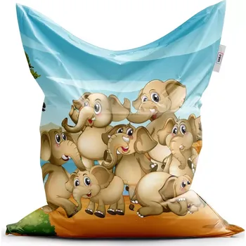 Sedací pytel Sablio Sedací vak Classic Sloni - 150x100 cm