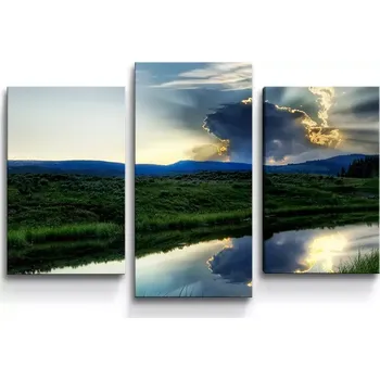 Obraz Sablio Obraz - 3-dílný Mrak nad řekou - 75x50 cm