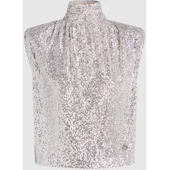Dámské tričko TOP KARL LAGERFELD SEQUINS PARTY TOP LIGHT GOLD