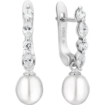 Náušnice Gaura Pearls Stříbrné náušnice s bílou perlou Laura - stříbro 925/1000 SK25486EL/W Stříbrná Bílá