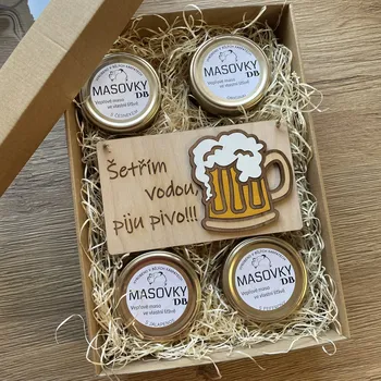 Kosmetická sada Mňamózní dárková sada se 4 masovkami a vtipnou cedulkou pro muže - 2 varianty Varianta: Motiv 1