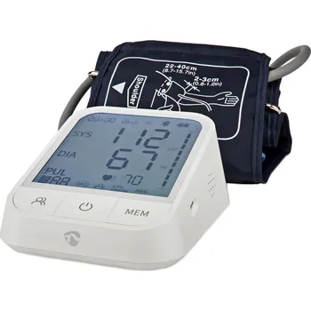 Tlakoměr NEDIS chytrý tlakoměr/ Rameno/ Bluetooth/ LCD displej/ detekce nepravidelného srdečního tepu/ detekce nošení manžety/ in