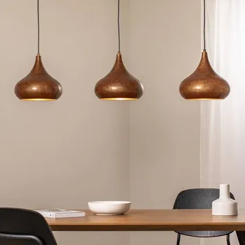 Opviq Závěsné světlo Muba, starý mosaz, délka 120 cm, kov - Stínidla na lampu - Ø 30cm, výška 28 cm; stropní přípojka - délka 120 cm starý mosaz, černý 3 x 15 W LED - Doprava zdarma