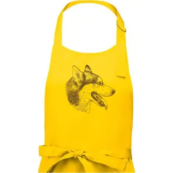 Kuchyňská zástěra Husky - hlava z boku - Dámská zástěra na vaření - Univerzální velikost ( Žlutá )