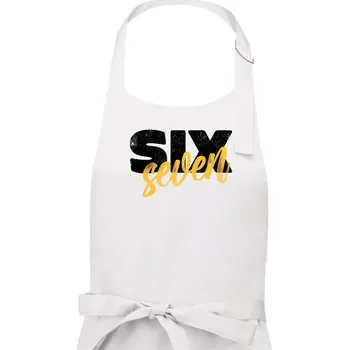 Kuchyňská zástěra Six seven - písmo - Dámská zástěra na vaření - Univerzální velikost ( Bílá )