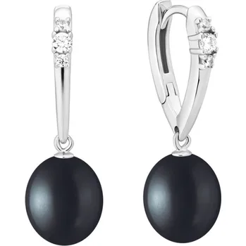 Náušnice Gaura Pearls Stříbrné náušnice s černou perlou Elenia - stříbro 925/1000 SK25484EL/B Stříbrná Černá
