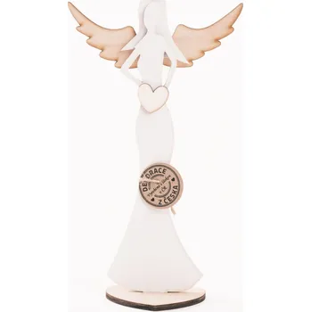 Vánoční dekorace Anděl dřevěný 25 cm 4 barevné varianty Barva: Bílé tělo+přírodní křídla