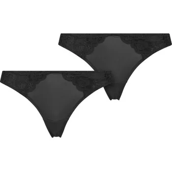 Kalhotky Urban Classics Dámská krajková tanga – 2 kusy Barva: černá - černá, Velikost: M