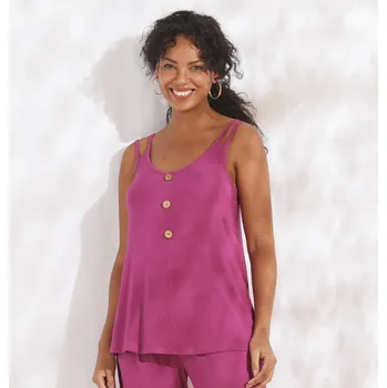 Blancheporte Jednobarevný top s knoflíčky purpurová 34/36