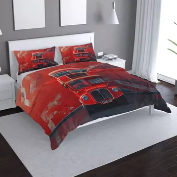 Povlečení Sablio Povlečení Červený patrový autobus Vlajka - 140x200 / 90x70