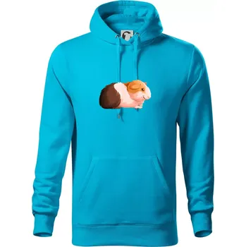 Pánská mikina Morče - kreslené z boku - Mikina pánská Cape s kapucí - 5XL ( Světlý tyrkys )