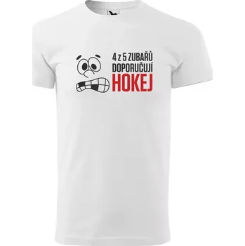 Pánské tričko Sablio Tričko s potiskem 4 z 5 zubařů doporučuje hokej - bílé L