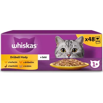Krmivo pro kočku Whiskas kapsičky drůbeží výběr v želé pro dospělé kočky 12x85 g