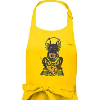 Kuchyňská zástěra Bojový dobrman (Pecka design) - Dámská zástěra na vaření - Univerzální velikost ( Žlutá )