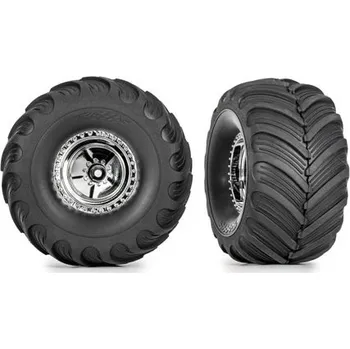 RC náhradní díl Traxxas kolo 1.3", kola chrom, pneu Terra Groove (2) - TRA9867
