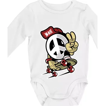 Peaceák - Body kojenecké s dlouhým rukávem - Dlouhý r. do 3 měs ( Bílá )